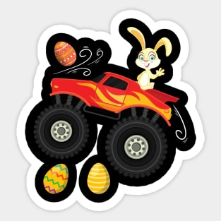 Dabbing Bunny Happy Easter Monster Truck Lovers Kids Boys Sticker